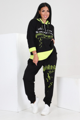 Костюм 46542 черный+салатовый